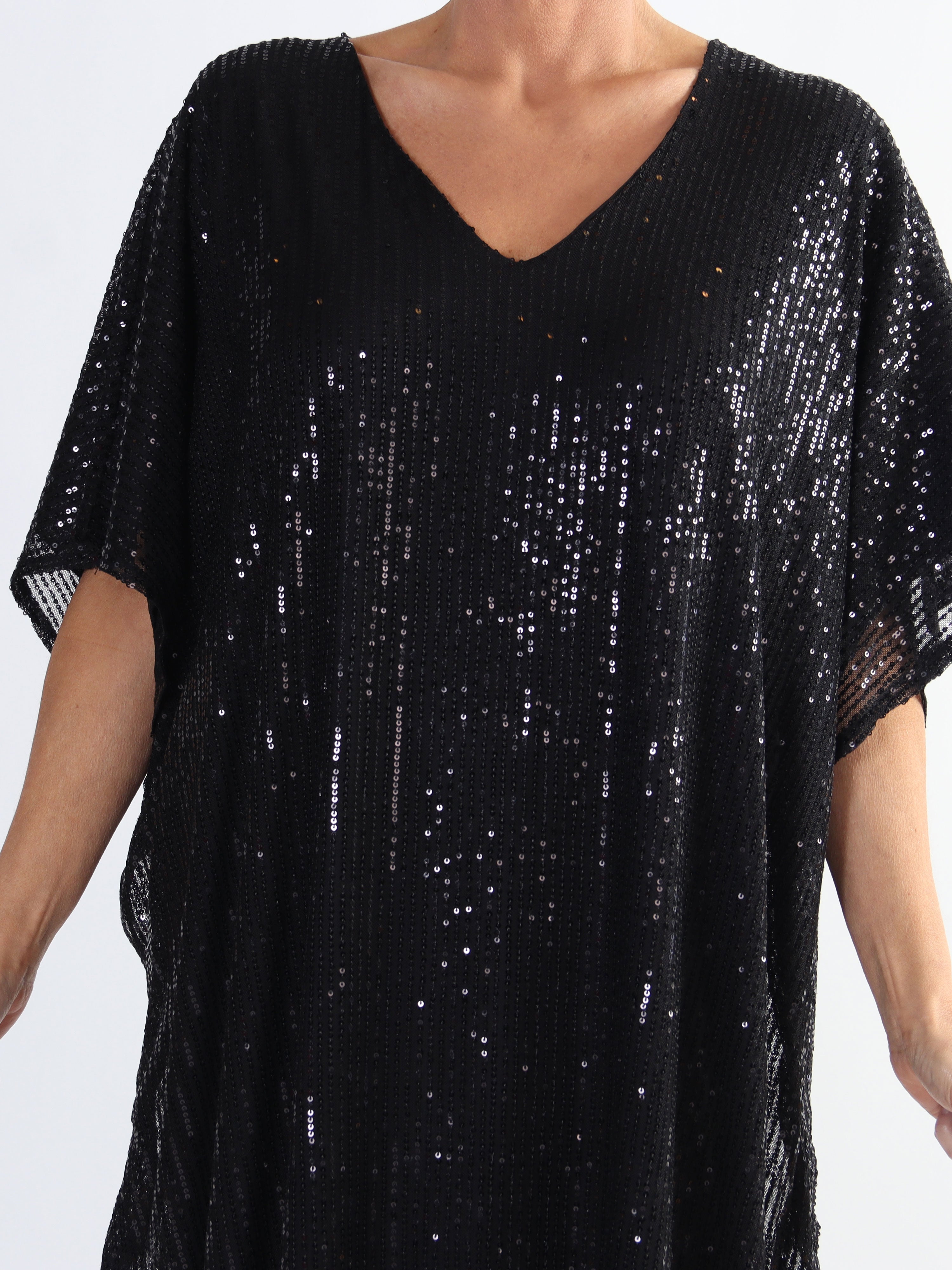 Azmina Long - Lang plus size tunika med pailletter